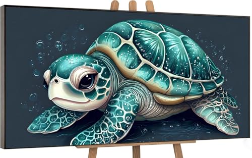 Malen Nach Zahlen Erwachsene Ozean Malen Nach Zahlen Schildkröte Paint by Numbers for Adults DIY Leinwand Art Set mit Faltenfreie Leinwand und Pinseln Pigment, Zimmer Deko Wohnzimmer, 60x120cm T-1 von Gnulguxo