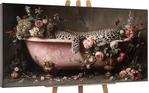 Malen Nach Zahlen Erwachsene Retro Malen Nach Zahlen Leopard Paint by Numbers for Adults Anfänger DIY Leinwand Art Set mit Faltenfreie Leinwand und Pinseln Pigment, Zimmer Deko Wohnzimmer, 40x80cm H-1 von Gnulguxo