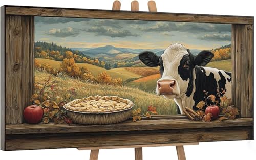 Rétro Peinture par Numero Adulte, DlY Peinture Numero Enfant vache laitière, Loisirs Créatifs Adultes Paint by Numbers Kits avec 3 Pinceaux de Dessin Pigment Acrylique, Decoration Murale 100x200cm Z-1 von Gnulguxo