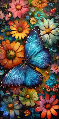 Schmetterling Diamond Painting XXL 50x100cm, Blume Diamant Painting Bilder Erwachsene Bastelnset, DIY 5D Diamond Painting Kinder Stickerei Mosaikherstellung Malerei Set, Herbst Zimmer Deko X-672 von Gnulguxo