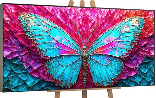 Schmetterling Malen Nach Zahlen Erwachsene, Farbe Malen Nach Zahlen Kinder,DIY Set Erwachsene Anfänger, Handgemalt Ölgemälde Leinwand mit 3 Pinseln und Acrylfarben Zimmer Deko Wohnzimmer,30x60cm H-138 von Gnulguxo