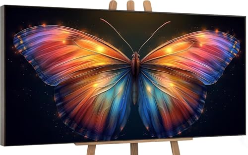 Schmetterling Malen Nach Zahlen Erwachsene, Farbe Malen Nach Zahlen Kinder,DIY Set Erwachsene Anfänger,Handgemalt Ölgemälde Leinwand mit 3 Pinseln und Acrylfarben Zimmer Deko Wohnzimmer,50x100cm H-136 von Gnulguxo