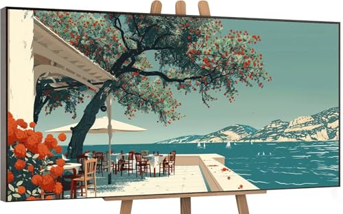 Vue sur la mer Peinture par Numero Adulte, DlY Peinture Numero Enfant Arbre, Loisirs Créatifs Adultes Paint by Numbers Kits avec 3 Pinceaux Dessin de Pigment Acrylique, Decoration Murale 40x90cm W-1 von Gnulguxo