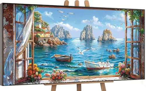 océan Peinture par Numero Adulte, DlY Peinture Numero Enfant paysage, Loisirs Créatifs Adultes Paint by Numbers Kits avec 3 Pinceaux de Dessin de Pigment Acrylique, Decoration Murale 100x200cm B-1 von Gnulguxo