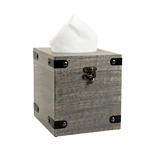 GoCraft Taschentuchbox aus Holz, quadratisch, für Badezimmer, Schminktisch, Schlafzimmer-Kommoden, Nachttische, Schreibtische und Tische – 14,6 x 14,6 x 16,5 cm von GoCraft