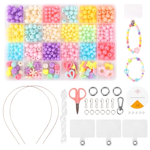 GoGou Perlen für Armbänder Armbänder Selber Machen Perlen Set Zum Auffädeln Kinder Feiertage DIY Bracelet Making Kit Halsketten Handwerk Beads von GoGou