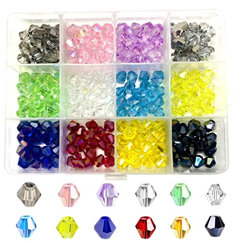 Gocelyn 240 Stück 8 mm Kristall Bikone Glas Rocailles, plattiert AB Farbe facettierte lose Perlen für die Schmuckherstellung DIY Armband Halskette Zubehör Ohrringe Zubehör von Gocelyn