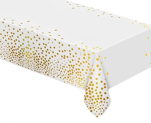 Godan Tischdecke Weiss Gold gepunktet Folie von Godan