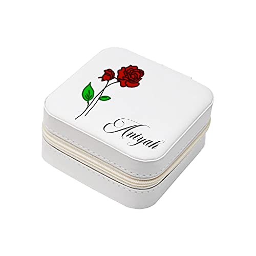 Brautjungfern-Antragsgeschenke, personalisierte Reise-Schmuckschatulle, benutzerdefinierte Leder-Schmuck-Organizer-Box mit Namen und Geburtsblume für Hochzeitsantrag, Junggesellenabschied, Geburtstag von Godchoices