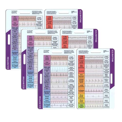 EKG/EKG-Rhythmus-Taschenkarte, doppelseitiges Design, EKG-Rhythmus-Interpretations-Abzeichenkarte, EKG-Rate, Taschenkarten, EKG-Messschieber für Krankenschwestern, EKG-Techniker, Studenten, von Godemmio