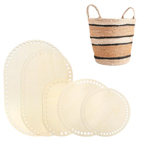 Satz Von 5 Korbboden Zum HäKeln, Handgewebter Boden HolzhäKelkorb Basis, Korbboden Holzbasis FüR Diy KöRbe, HäKelkorb Basis FüR Craft-Projekte Satz Von 5 Korbboden Zum HäKeln, Handgewebter Boden HolzhäKelkorb Basis, Korbboden Holzbasis FüR Diy KöRbe, HäKelkorb Basis FüR Craft-Projekte von Godneei