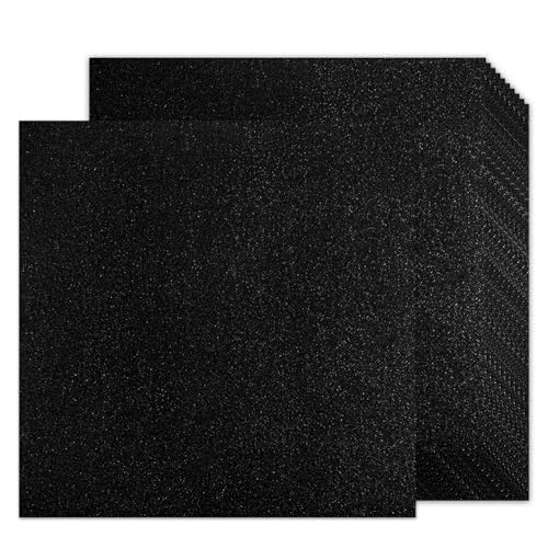 Doppelseitiger schwarzer Glitzer-Karton, 30,5 x 30,5 cm, Goefun 24 Blatt, 300 g/m², schwarzes Kartonpapier für Cricut, Basteln, Halloween, Scrapbooking von Goefun