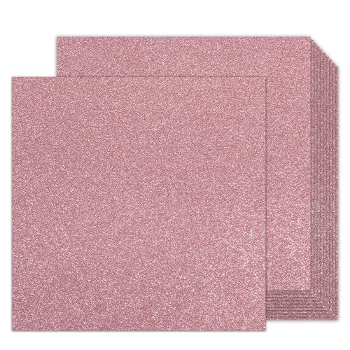 Doppelseitiges rosa Kartonpapier – Goefun 24 Blatt, 30,5 x 30,5 cm, glänzender Karton, 280 g/m², rosa Glitzer-Karton für Cricut-Maschinen, Kuchendekoration, Hochzeiten von Goefun