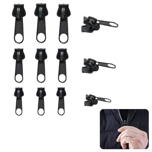 12 Stück Reißverschlussschieber, Clipverschluss, sofortiger Ersatz für Reißverschlussschieber, Clips, sofortige Reparatur für Kleidung und Gepäck, für Jacke, Mantel, Koffer (schwarz) von Goerpn