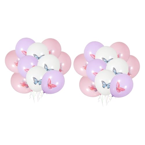 36 Stk Schmetterlings-partyballons Cartoon-latexballons Latex-schmetterlingsballons Ballons Ornamente Latexballons Bedrucken Aufblasbare Ballons Kreative Latexballons Rosa Emulsion Gogogmee von Gogogmee