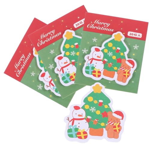 4 weihnachtliche Haftnotizen abreißbare Memo-Sticker Weihnachts-Briefpapier- kompakte Notizblöcke büroartikel büromaterial Zubehör beachten Aufkleber für Weihnachtsnotizen Gogogmee von Gogogmee