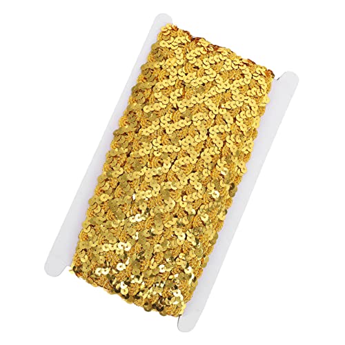 Gogogmee 1 Rolle Paillettenborte hochzeitsdeko hochzeits dekoration dekobänder gebutagsdeko Fransenkleid Pailletten Bastelbänder Kleider Applikationsbesatz Spitze zum Nähen Polyester Golden von Gogogmee