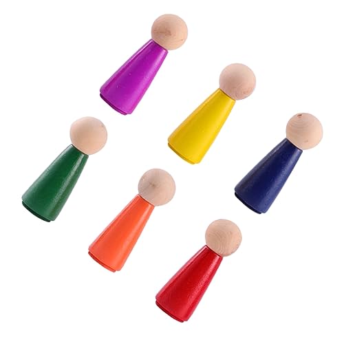 Gogogmee 1 Satz Teiliges Holzfiguren Handgefertigte Peg Dolls Bastelspielzeug für Kinder Bunte Dekorative Figuren für Puppenhäuser und Kreative Spiele Montessori Holzspielzeug Kinderzimmer von Gogogmee