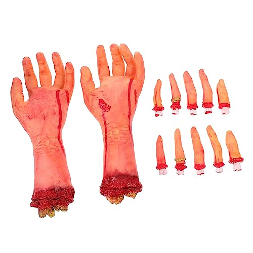 Gogogmee 1 Satz abgetrenntes Fingerspielzeug Spukhaus-Halloween-Dekorationen Halloween gebrochene Hand Halloween Horror deko Halloween grusel deko Körperteil Halloween-Bluthände von Gogogmee