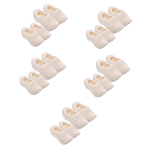 Gogogmee 10 Paar Verstopft Clogs Für Mini House Unbemaltes Handwerk Miniatur-clogs Diy Leere Schuhe Einfache Mini-clogs Puppenhaus Handwerk Dekoration Mini-hausschmuck Holz Beige von Gogogmee