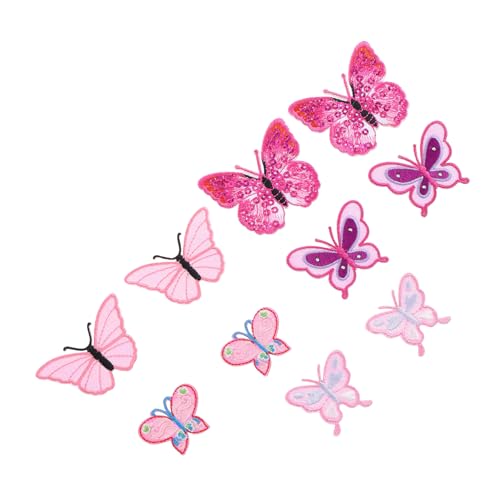 Gogogmee 10 Stück Pink Butterfly Stickerei Applique DIY Stoff Patches Nähen Zubehör von Gogogmee