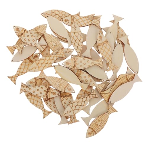 Gogogmee 100 Stück Holzfisch Ausschnitte Unvollendete Mini Fischform Holzscheiben DIY Fisch Bastelausschnitte DIY Verzierung Für DIY Kunstprojekt von Gogogmee