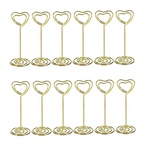 Gogogmee 12 Stück Goldene Herzform Fotohalter Für Tischnummern Und Menü Clips Elegante Kartenständer Für Hochzeiten Und Festliche Anlässe Tischkartenhalter Mit Holzfuß Für Stilvolle von Gogogmee