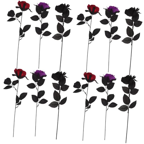 Gogogmee 12 Stück Künstliche Rosen Mit Augäpfeln Halloween Rosenstrauß Künstliche Schwarze Rosen Künstliche Halloween Dekoration Halloween Blumendekor Künstliche Augäpfel von Gogogmee