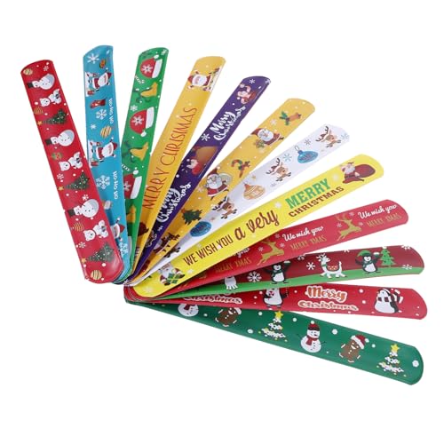 Gogogmee 12St weihnachtsmotiv weihnachtsarmband weichnachts eintrittsbändchen Weihnachts-Slap-Bands Weihnachtsstrumpffüller Weihnachtsschnapparmbänder Party-Armband PVC von Gogogmee