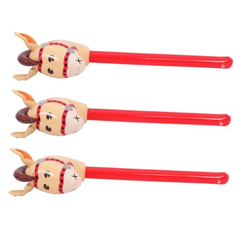 Gogogmee 15 Stk Tier Lange Stöcke Dekor Ballon Aufblasbare Kuh Spielzeug 3 Sprengen Tiere Stick Aufblasbarer Aufblasbares Pferd Cowboy-ornamente Pferd Sprengen Schwimmbad Rad Pvc Brown von Gogogmee