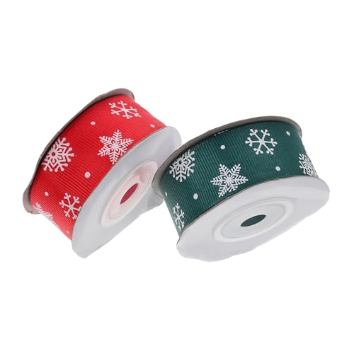 Gogogmee 2 Rollen Weihnachtsband Geschenkbänder Weihnachtsbänder Zum Basteln Weihnachts-ripsband Geschenkverpackungsbänder Schneemusterbänder Weihnachts-diy-band Partybänder Polyester von Gogogmee