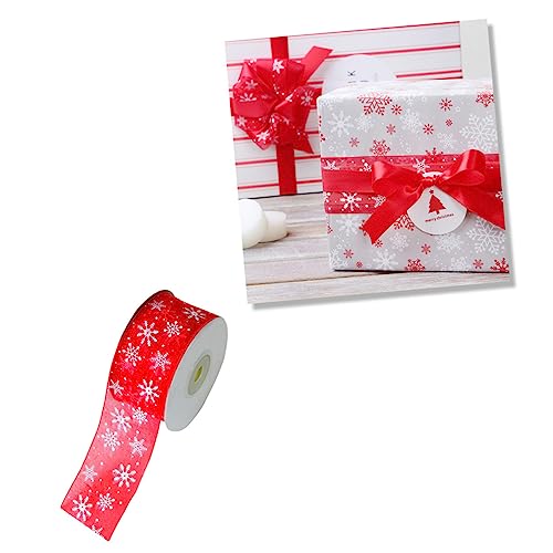 Gogogmee 25 Yards Weihnachtsdekorationsband Mit Schneeflockenmotiv 40 Mm Breit Rot Ideal Für Weihnachtsbaum Schleifen Und Festliche Dekorationen von Gogogmee