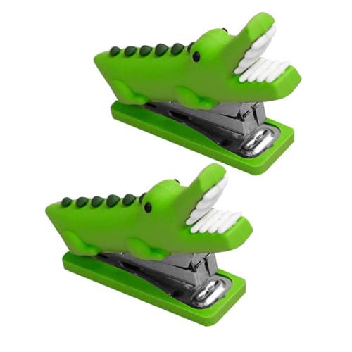 Gogogmee 2st Alligator-hefter Kleiner Hefter Hochleistungs-bürohefter Schulhefter Süßer Mini-hefter Hefter in Tierform Heftgerät Für Tiere Tierhefter Desktop-hefter Rostfreier Stahl Green von Gogogmee