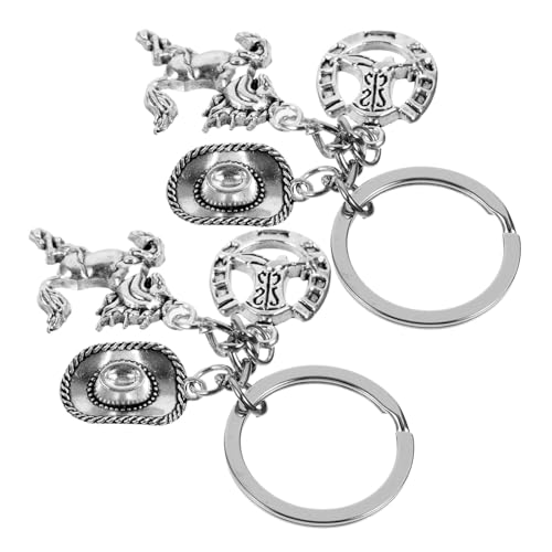 Gogogmee 2st Western-cowboy-schlüsselanhänger Taschenanhänger Cowgirl-schlüsselanhänger Schlüsselanhänger Zubehör Für Schlüsselanhänger Taschenornament Gastgeschenke Silver Metall von Gogogmee