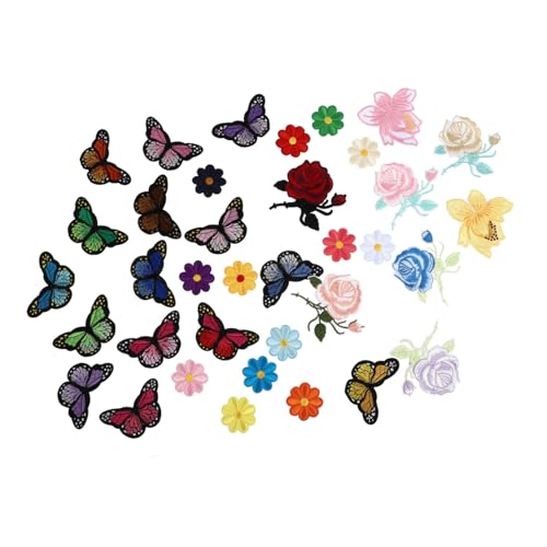 Gogogmee 36pcs Blumen Und Schmetterlinge Bestickte Stoffhandwerk Ornament Nähzubehör von Gogogmee