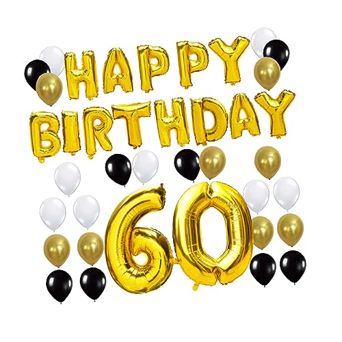 Gogogmee 39 Stück 60 Jahre Alte Luftballons Set Latex Und Aluminiumfolien Luftballons Mit Ziffern Für Geburtstagsfeiern Deko Set Für Besondere Anlässe Farbenfrohe Partydekoration von Gogogmee