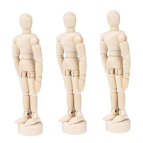 Gogogmee 3St Menschliches Kunstmodell gemeinsam Zeichenfiguren für Künstler tragbar holzfigur holzdeko Dekoration schaufensterpuppe Skizzieren Sie Holzzubehör Zeichnungsmodell Hölzern Beige von Gogogmee