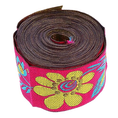 Gogogmee 3st Ethnisches Spitzenband Jacquard-besatz Gewebte Stoffbänder Stoffbesatz Vintage-dekor Vintage-jacquard- Kleiderband Gestickter Rand Gewebter Stoffbesatz Polyestergarn Rosy von Gogogmee