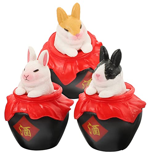 Gogogmee 3st Mini-Kaninchen-Ornament Tierfiguren Miniaturen Mini-Kaninchen-Dekorationen Tischdekoration Hase Osterhasen-Ornament Kaninchen-miniaturfiguren Hasenstatuen Kleiner Hase PVC von Gogogmee