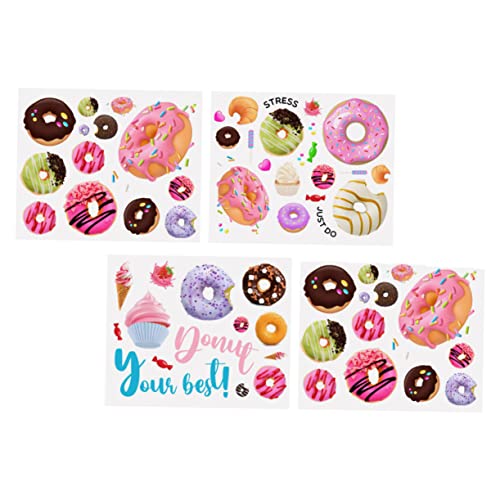 Gogogmee 4 Blätter Donut-wandaufkleber Donut-aufkleber Dekorative Wandaufkleber Abnehmbare Schale Und Stick Leicht Abzuziehen, Leicht Zu Kleben Wandtattoo Eis Kind Obst Wandgemälde Pvc von Gogogmee