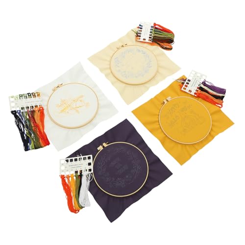 Gogogmee 4 Sätze Stickmaterialpaket embroidery kit Kreuzstich Materialien Stickgarn-Kit Starter-Sticksets Kreuzstichpackungen für Erwachsene DIY-Material Kreuzstich-Accessoire Plastikpapier von Gogogmee