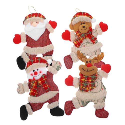 Gogogmee 4 Stück Stoff Weihnachtsparty Ornamente Baum Hängeornamente Weihnachtsparty Dekoration Weihnachtsbaumschmuck von Gogogmee