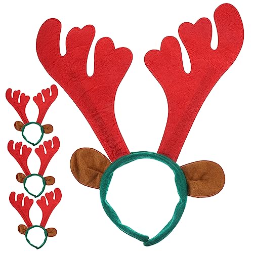 Gogogmee 4 Stück Weihnachtsgeweih Stirnband Festliche Geweih Stirnbänder Weihnachten Rentier Stirnband Rentiergeweih Stirnband Weihnachtskostüm Haarband Hirsch Kopfbedeckung Rot Kunststoff von Gogogmee