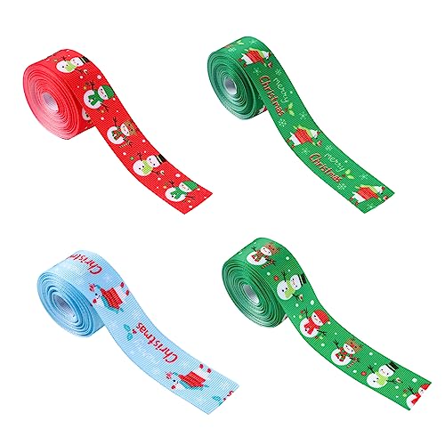 Gogogmee 4 Teiliges Set Weihnachtsgeschenkband 5m Pro Rolle Bunte Dekorationsbänder Für Basteln Und Festlichkeiten Vielseitige Verpackungsbänder Gemischten Stilen von Gogogmee