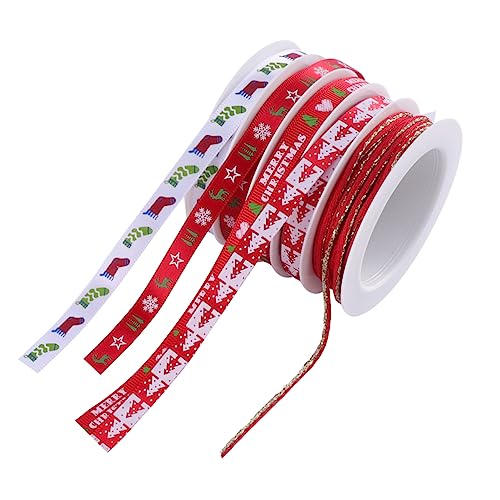 Gogogmee 5 Rollen Weihnachtsband Bänder Mit Drahtkanten Geschenkband Weihnachtsschmuck Dekorband Weihnachtsgeschenkbänder Weihnachtsbänder Aus Draht Weihnachtsseidenband Paketband Rot Stoff von Gogogmee