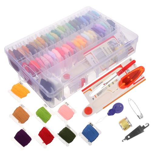 Gogogmee 50 Stickanzug embroidery craft kit Cross-Floss-Set Handstickset Stickerei Häkelnadeln Stichwerkzeugset Stich-Kits Kreuzstich-Werkzeugsatz Stickerei-Starter-Kit Hölzern von Gogogmee