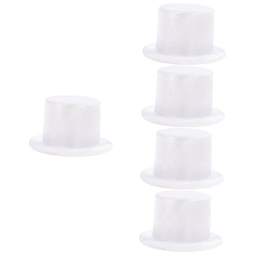 Gogogmee 5St Mini-Hut Kinder bastelset Spielzeug für Kinder Kid Toys weihnacjtsdeko dekoringe kleine Schneemannmützen zum Basteln Puppe dekorativer Hut Puppenhaushüte Puppenhüte Stoff Weiß von Gogogmee