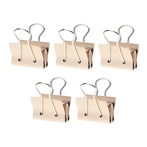 Gogogmee 5St Schwalbenschwanzklemme aus Leder büroklammern Lederclip Büroklammer aus Leder selber machen DIY binder clips DIY binder klemme pflanzlich gegerbtes Leder Khaki von Gogogmee