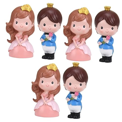 Gogogmee 6 Stk Prinzessin Prinz Ornament Braut-bräutigam-figur Hochzeitsskulptur Cupcake-dekoration Cupcake-kapazitäten Hochzeitsdekoration Prinzessinnenfiguren Paar-statue Prinz Figur Harz von Gogogmee