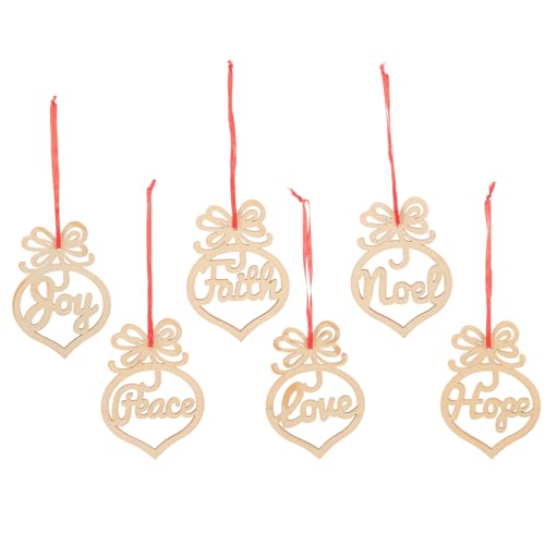 Gogogmee 6 Stück Holz Liebesbriefe Weihnachtsbaum Hängeanhänger Weihnachtsschmuck Weihnachtsbaum Hängeausschnitte Weihnachtsmalerei Ornament Unvollendete Weihnachtsverzierung von Gogogmee